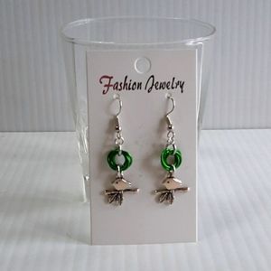 Hand Crafted EarringsPierced ChainMaille/BirdCharm